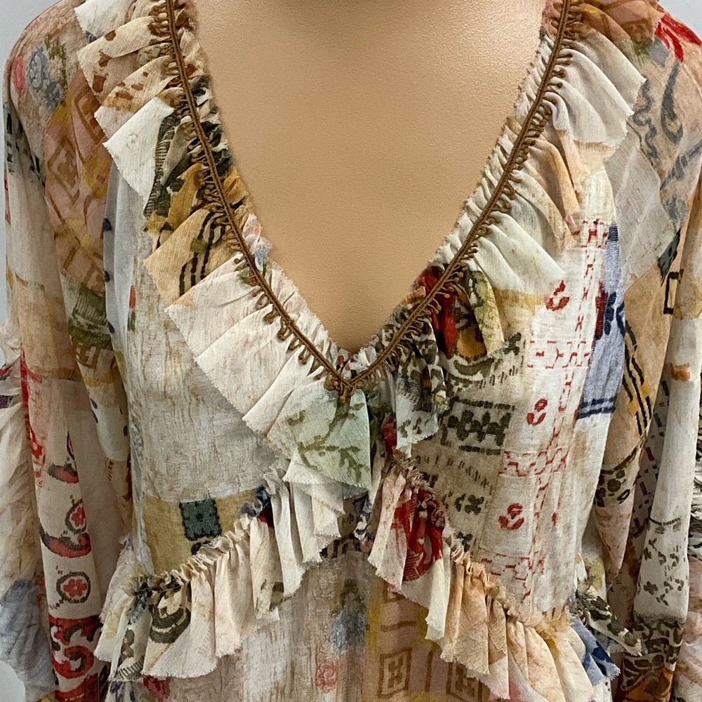 Anthropologie Tiny Bohemian Patchwork Ruffle Blou… - image 4